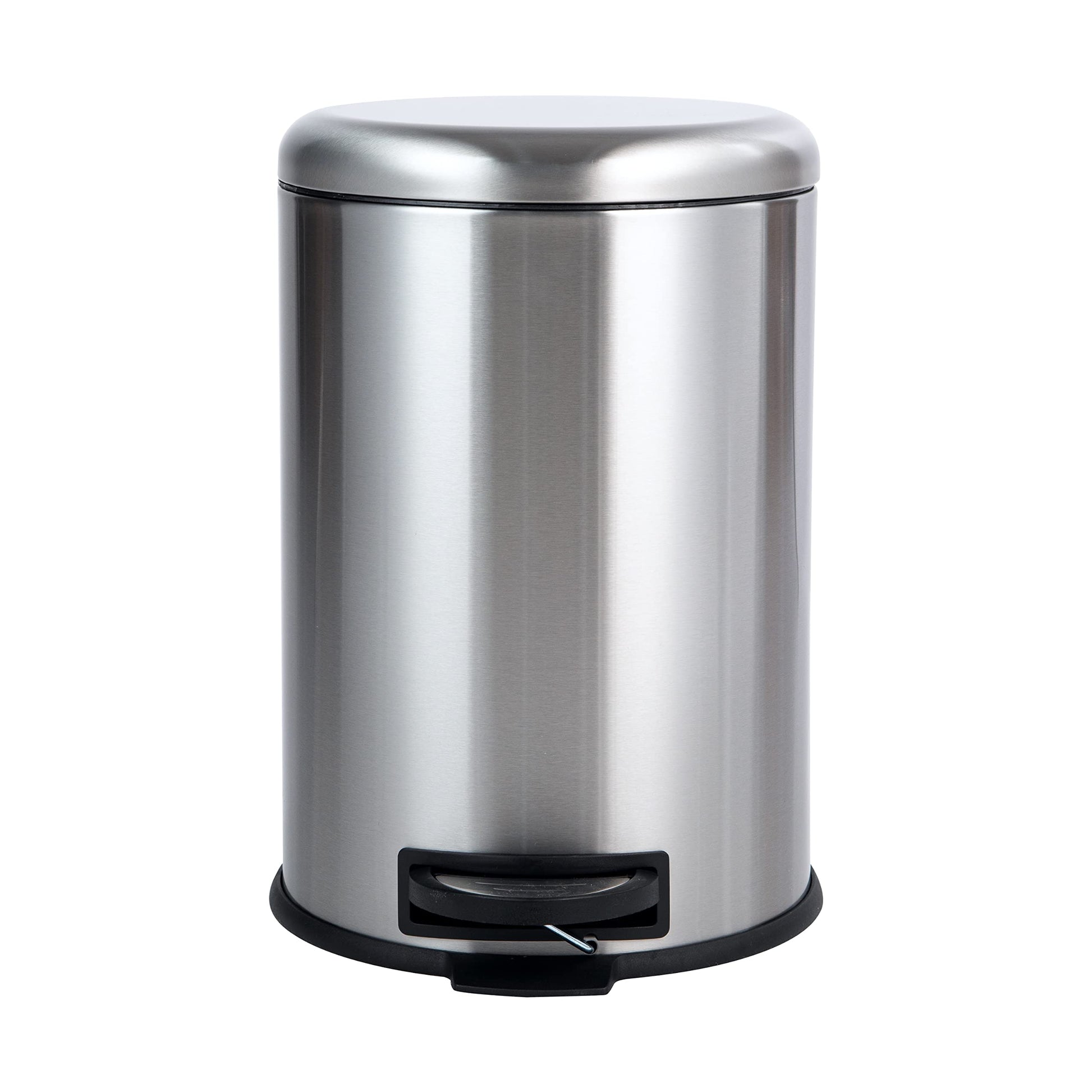 Amazon Basics Tret-Mülleimer rund, Edelstahl, 20 l, silberfarben