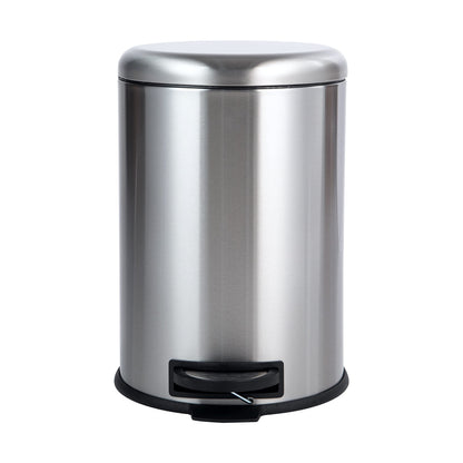 Amazon Basics Tret-Mülleimer rund, Edelstahl, 20 l, silberfarben