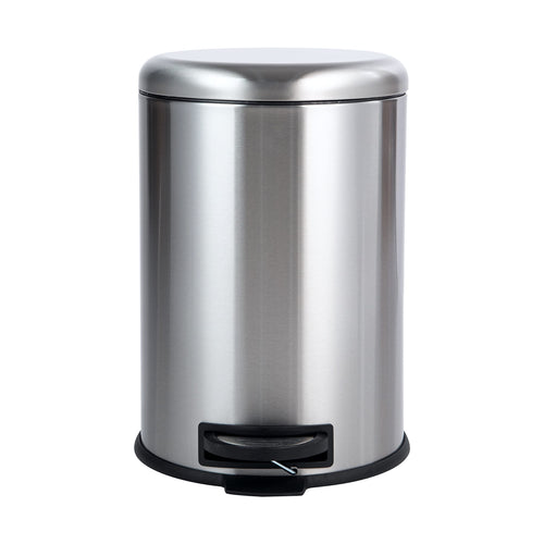 Amazon Basics Tret-Mülleimer rund, Edelstahl, 20 l, silberfarben