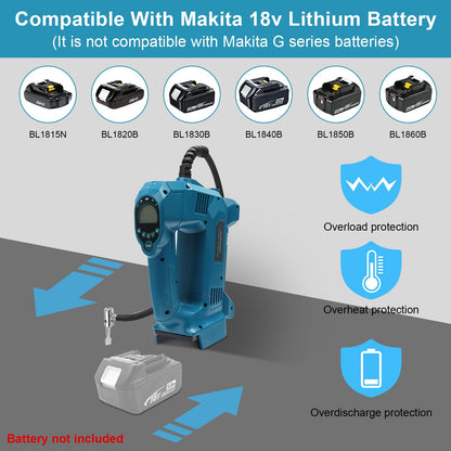 QUPERR Akku Kompressor UPUMP-MK1, tragbare Luftpumpe für Makita 18V