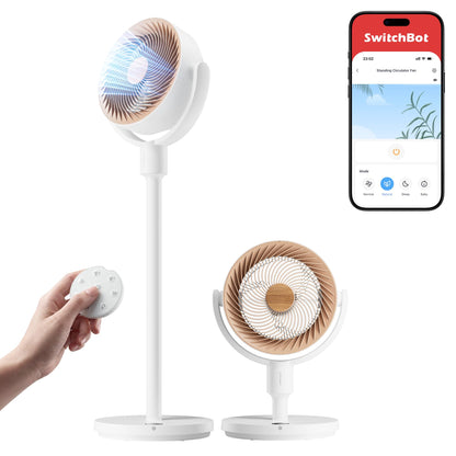SwitchBot Standventilator mit Luftzirkulation, 22 dB, RGB-Beleuchtung – höhenverstellbar, mit Fernbedienung