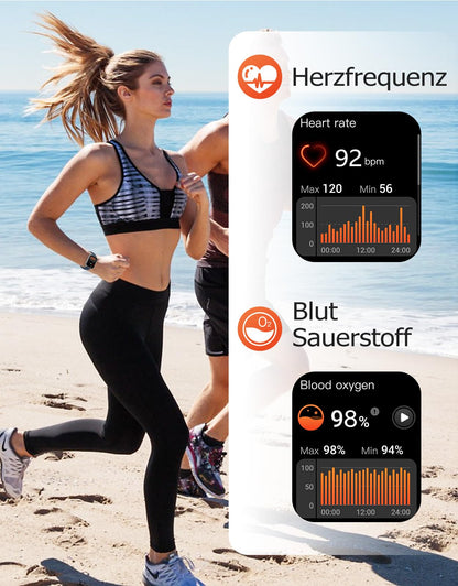 RUIMEN H1 Smartwatch mit Telefonfunktion, 1,85-Zoll-HD-Display