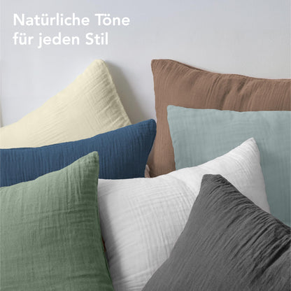 Dreamzie Musselin Baumwolle Bettwäsche Set – 220x240 cm Grün