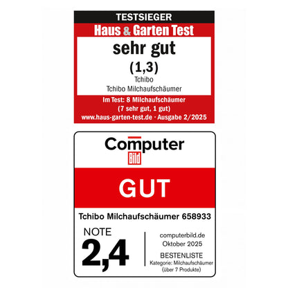 Tchibo Elektrischer Milchaufschäumer, Edelstahl, 130 ml, schwarz