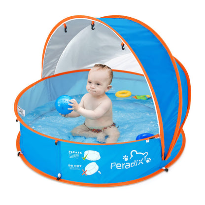 Peradix 4-in-1 Pop-Up Baby Planschbecken mit UV-Schutz und Moskitonetz, blaues Zelt mit abnehmbarem Sonnendach
