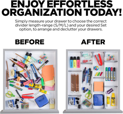 Schubladen-Organizer Verstellbar – Alu 9-teilig 44.5-50 cm