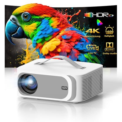 Lisowod L61Pro Mini Beamer 4K Heimkino mit Dolby Audio und WiFi 6, kompakt mit Tragegriff
