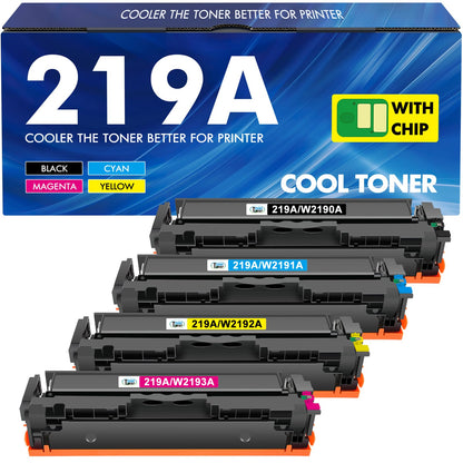 Cool Toner 219A 219X Tonerkartusche kompatibel für HP, 4er-Pack in Schwarz, Cyan, Magenta und Gelb