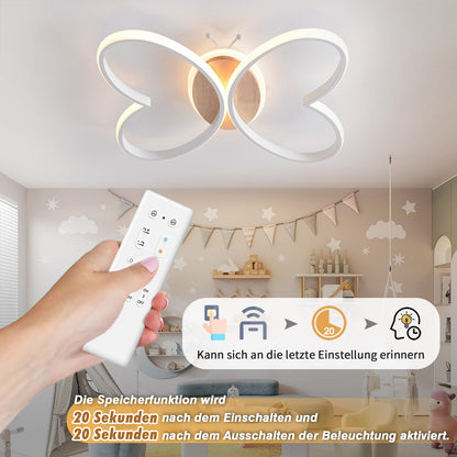 YLFXL Schmetterling LED Deckenleuchte – Dimmbar Holz Kinderzimmer
