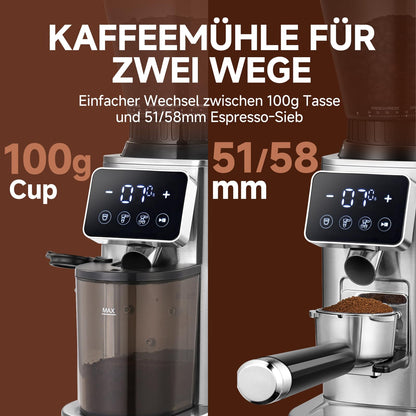 AMZCHEF Kaffeemühle elektrisch Siebträger – 48 Mahlgrade