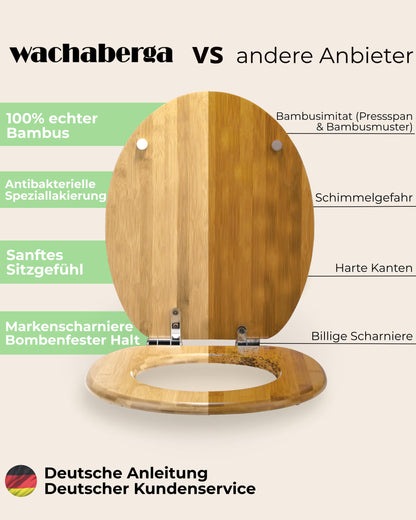 Wachaberga Bambus WC-Sitz mit Absenkautomatik, oval, WB-BAM-OV