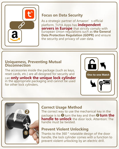 Smart Lock Fingerabdruck Haustürschloss – 60-90mm verstellbar