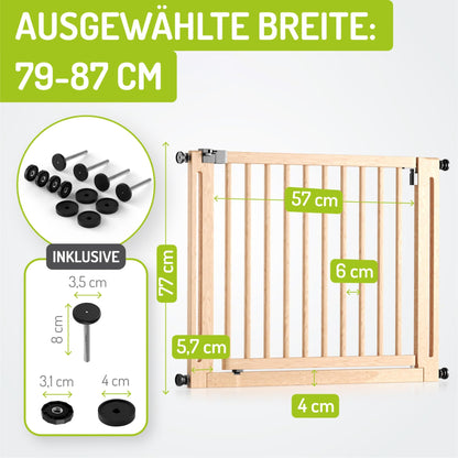 BOMI Miko Treppenschutzgitter Holz – Klemmgitter 79-87 cm
