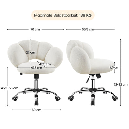 Yaheetech Bürostuhl Schreibtischstuhl Wolkenform ergonomisch weiss