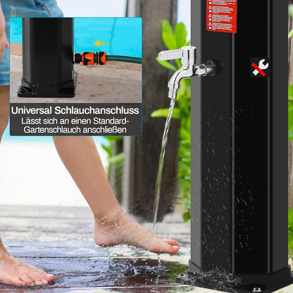 LIFERUN Solardusche Gartendusche 40 Liter mit 360° Duschkopf, Schwarz