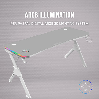 Mars Gaming MGD140RGBW RGB Gaming Tisch – Weiss 140cm