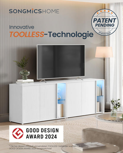 SONGMICS HOME Sideboard BBK372W01 – Schneeweiss mit Licht, werkzeuglos