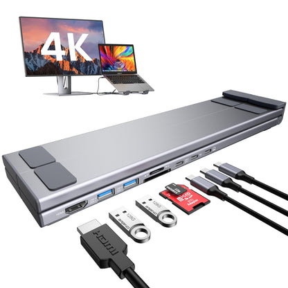 Mukiya HUB-M48 USB-C Dockingstation mit Laptop-Ständer, 8-in-1, faltbar