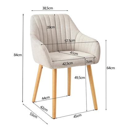 Goeurvant Armlehnen Polsterstuhl Esszimmer 4er Set - Beige Holzbeine