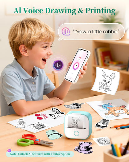 Memoking T02 Mini Thermodrucker, Bluetooth Sticker- und Fotodrucker