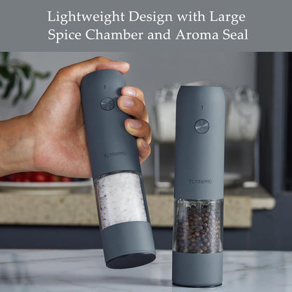 TLYSXPRO Salz- und Pfeffermühle elektrisch, 2er-Set, USB, schwarz