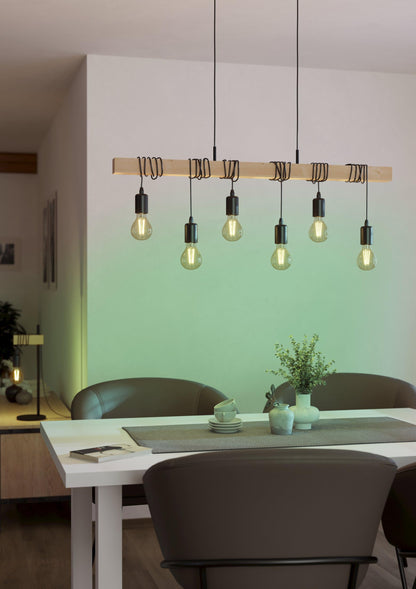 EGLO Townshend Pendelleuchte Industrial 6-flammig - Schwarz/Braun