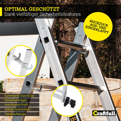 CRAFTFULL CF-103A Alu Rollgerüst & Mehrzweckleiter - 6 Sprossen