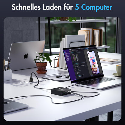 FNITAER 720W USB C Ladegerät – 8-Ports Schnellladestation