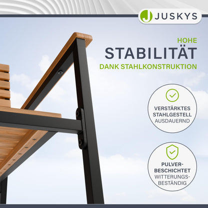 Juskys Rhodos Akazienholz Gartengarnitur 5-teilig Natur/Schwarz