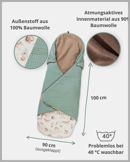ULLENBOOM Einschlagdecke Babyschale OEKO-TEX Waldfreunde