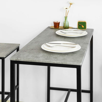 SoBuy OGT14-HG Bartisch Set 5-teilig mit 4 Hockern - Grau