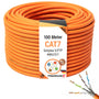 Premium X CAT 7 Netzwerkkabel 100m S/FTP Installationskabel, oranger halogenfreier Aussenmantel