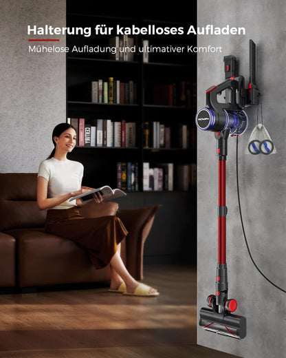VACTechPro Ultra Akku-Staubsauger kabellos, 600 W, 55 kPa, Dunkelrot