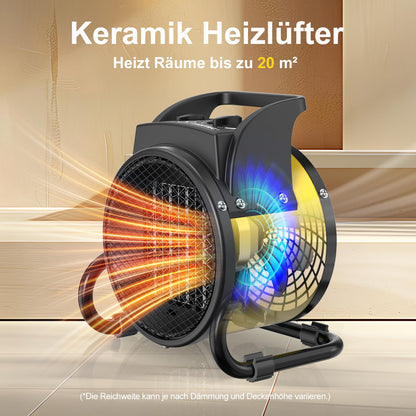 DAHTEC Keramik Heizlüfter 2000W – Elektroheizer mit Thermostat