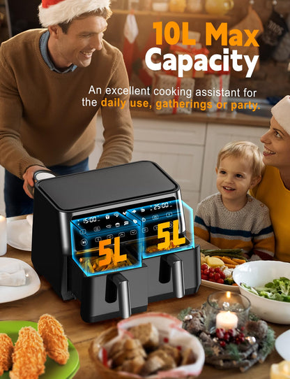 Heissluftfritteuse Dual Zone XXL 10L – Ölfrei, Sichtfenster