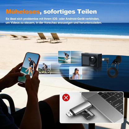 SVBONY SVGo2 4K Action-Kamera, wasserdicht bis 30 m, Dual-Screen