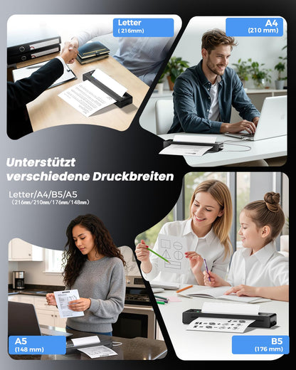 TATTMUSE Thermodrucker A28U, mobiler Bluetooth-Drucker für A4