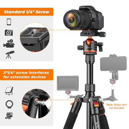 Victiv 200cm Kamera Stativ 2-in-1 - Aluminium Reisestativ