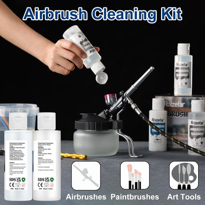 Roizefar Airbrush Reinigungsset mit Verdünner und Reinigungstopf
