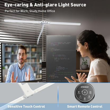 EYOCEAN Doppelkopf Schreibtischlampe Klemmbar - Mattweiss