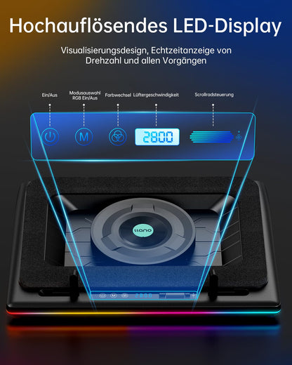 llano Gaming-Laptopkühler RGB Touch für 15-19 Zoll Notebooks