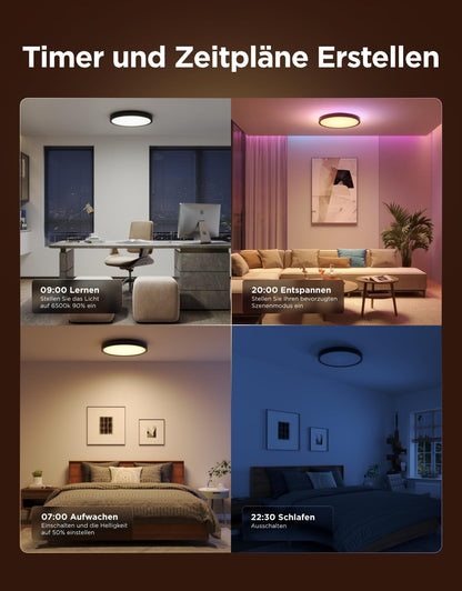 Govee RGBIC LED Deckenleuchte 24W dimmbar Ø30cm Matter schwarz