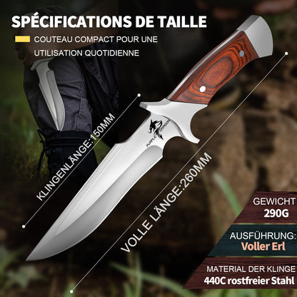 Purple Dragon Survival Messer HW13 mit fester Klinge und Lederscheide