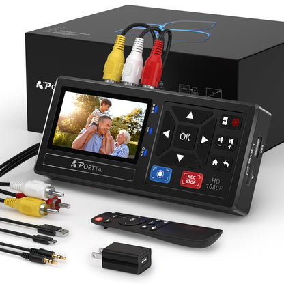 Portta Video Digitalisierer Recorder - VHS Kassetten, Remote