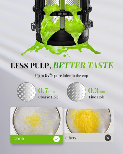 GDOR Kompakt Slow Juicer Entsafter - Leistungsstark, 600ml