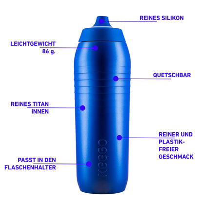 KEEGO Sportflasche aus elastischem Titan, 750 ml, Blau