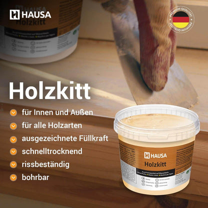 HAUSA Holzkitt Holzspachtelmasse für Reparaturen - 5 kg Kiefer Hell