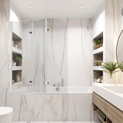 Jiubiaz Duschwand Badewanne 120x140cm faltbar - Silber Transparent