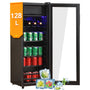 DRIXNO Kühl-Gefrierschrank 120L Kühlteil / 8L Gefrierteil. Weißes Gerät kühlt und gefriert Lebensmittel.