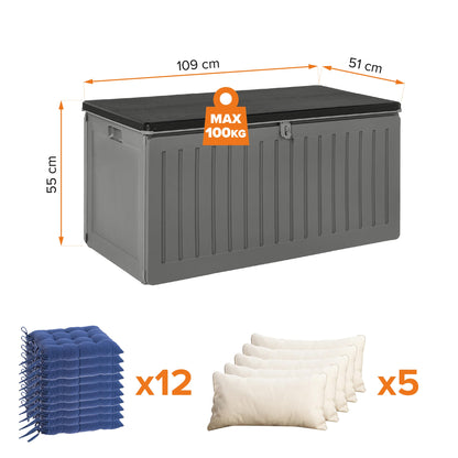 Grindi Cygnus Gartenbox Kissenbox - Dunkelgrau 270 Liter